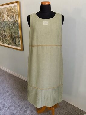 Jessica Howard Linen Dress Coastal Grandma Minimalist Sage 1X